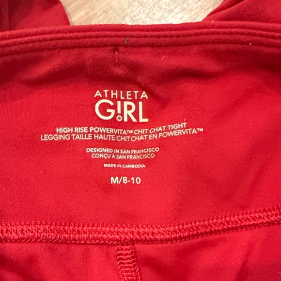 Athleta Girls Red Performance Leggings - Picture 2 of 2